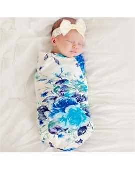  Baby Blankets Newborn Blue Flower Print Air Conditioner Blanket Warm Bedding Swaddling Wraps Infant Cotton Swaddle Towel