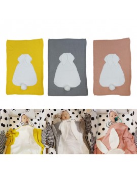 Cute Baby Blanket Cartoon Rabbit Ears Soft Warm Swaddle Kids Bath Towel Infant Newborn Cotton Knitted Bedding Blanket