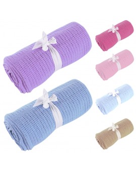 Newborn Baby Blankets Super Soft Cotton Crochet Summer Prop Crib Casual Sleeping Bed Supplies Hole Wrap 80cm X 92cm