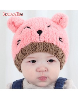 Cute Cat Knitted Baby Caps and Scarves Boys Girls Toddler Crochet Beanie Hairball Ear Baby Hat Cute Children Caps