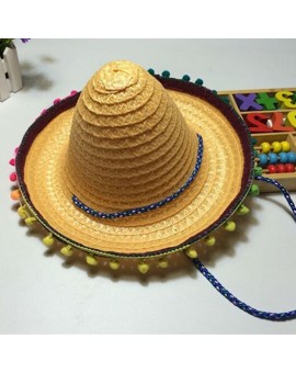 Summer Style Children Show Straw Hats Dance Props Pompon Party Props Mexican Hat Kid Gift
