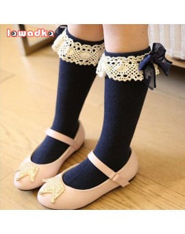  Kid Girls Socks Children's Knee High Socks with Lace Baby Leg Warmers Cotton Princess Style 