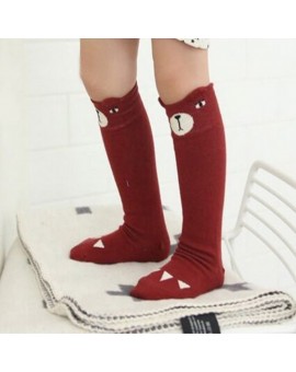 1Pair Cotton Bear Design Knee High Baby Socks Girls/Boys Leg Warmers Knee Socks For Kids Magic Sock