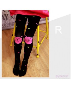 Kids Girls Colored Tights Velvet Candy Colors Cute Cat Fish Tights for Baby Children Pantyhose Stocking Autumn