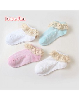 Lawadka 4Pairs/Lot Kid Socks Summer Style Solid Thin Soft Cotton Lace Children For Girls Students Socks High Quality