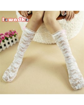 Lawadka Lace Kid Socks Brand Solid Flower Girls Socks Fashion Students Socks Length 35cm