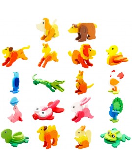  3D Assembled Wooden Puzzle Kid DIY Cartoon Animal Puzzle Children Intelligence Development Toy