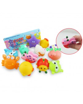 12pcs/set Cute Baby Bath Toys  Animals Soft Rubber Float Sqeeze Sound toy