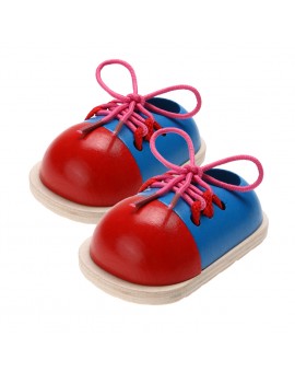 2pcs Kids Montessori Educational Toys Children Wooden Toys Toddler Lacing Shoes Early Education Montessori Teaching Aids