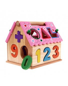 3D Geometric Wood Puzzle Kids Cute Smart House Children's Educational Toys