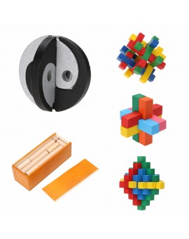 3D Wooden Interlocking Puzzles Game Toy Kids Adult Puzzle IQ Brain Teaser Toy Chinese Kongming Luban Lock Geometric Puzzle