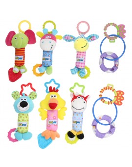 4 pcs/set Cute Animal Plush Toy Kids Soft Doll Handbell Infant Mobile Rattle Baby Toy for Baby Crib/Stroller