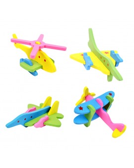 4pcs/set 3D Wooden Aircraft Model Puzzle Kid DIY Disassemble Plane Developmental Puzzle Toy with Box