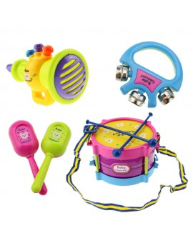 5pcs Educational Baby Kids Roll Drum Musical Instruments Band Kit Children Toy Baby Kids Gift Set