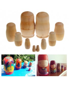5pcs Unpainted DIY Blank Wooden Embryos Russian Nesting Dolls Matryoshka Toy