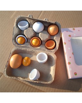 6pcs/set Kid Pretend Play Toy Set Wooden Eggs Yolk Kitchen Food Children Xmas Gift