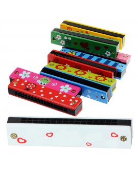 Baby Children Wood And Plastic Harmonica Musicl Educational Toy Gift Random Color