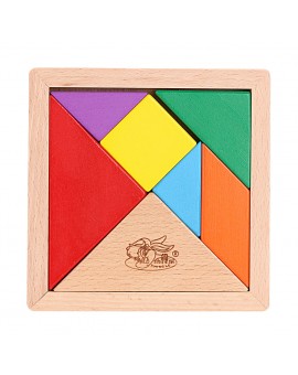 Children Wood Toy Baby Tangram Brain Teaser Geometric Puzzle Kids Developmental Jigsaw Puzzle Game Toy 