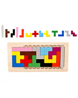 Children Wooden Puzzle Kids Tangram Board Brain Teaser Tetris Game Educational Toy