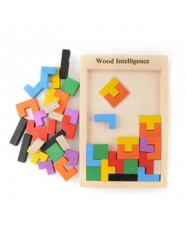 Colorful Wooden Tangram Brain Teaser Puzzle Toys Tetris Game Preschool Magination Intellectual Educational Kid Toy Gift