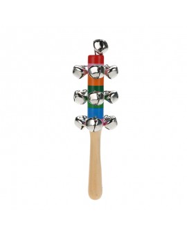Cute Rainbow Baby Toy Pram Crib Handle Wooden Bell Stick Shaker Rattle