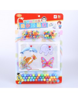 Kids DIY Mushroom Nail Beads Puzzle Children Educational Puzzle Pegboard Game Toy Gift