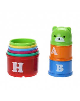 Kids Fun Piles Cup Baby Bath Toy Stacking Pile Up Tower Count Cups Count Number Letter Toy