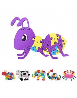 Kids Winding Animal Wooden Puzzle Children Early Educational Snail Elephant Dinosaur Crab Cow Ant Toy Jigsaw Puzzles
