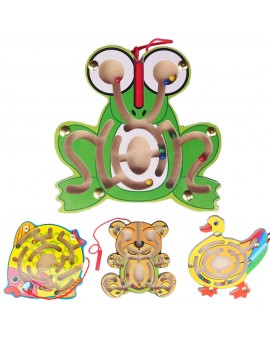 Magnetic Cartoon Animal Labyrinth Wooden Animal Maze Educational Kids Parenting Family Game Toys