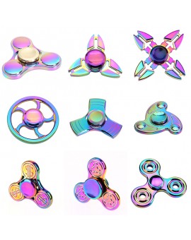 Metal Fidget Spinner Rainbow Tri-Spinner Fidget Toy EDC Hand Spinner for Autism and ADHD Anti Stress Focus Toys