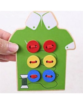 Montessori Educational Kids Toys Beads Lacing Board Wooden Toys Toddler Sew On Buttons Early Education Teaching Aids Puzzles