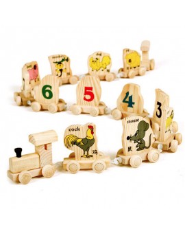 Multifunctional Digital Number Animals Wooden Train Educational Toys Chinese Zodiac Assembles Toy Train