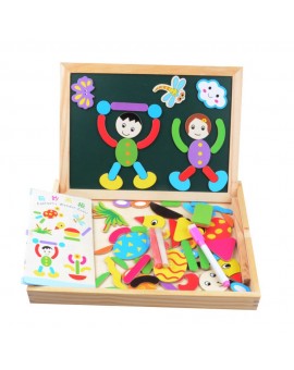 Multifunctional Wooden Toys Educational Magnetic Puzzle Figure Statue Children Kids Jigsaw Baby Drawing Easel Board