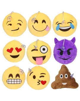 New Cute Emoji Plush Toys Emoticon Soft Stuffed Plush Yellow Round Toy Keychain
