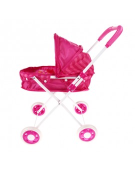 Pink Cute Iron Stroller Pushchair Pram Foldable Girls Toy Doll Pram without Doll