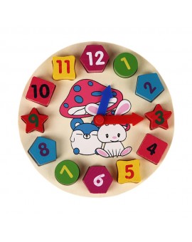Wooden 12 Number Colorful Puzzle Digital Geometry Clock Baby Educational Wooden Clock Toy Kids Children Toys Gifts