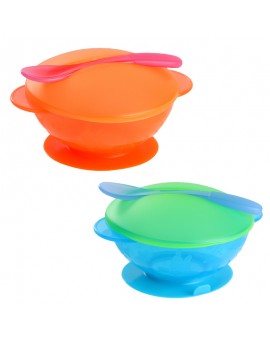 1Set Baby Tableware Baby Learning Dishes With Suction Cup Assist Food Bowl Temperature Sensing Spoon Drop Baby Sucker Bowl Set