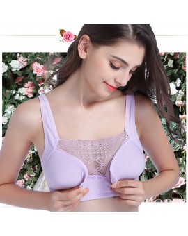 New Before Open Push Up Button Wireless Lace Bra Cotton Maternity Nursing Bra For Feeding Plus Size B C Bras For Breastfeeding