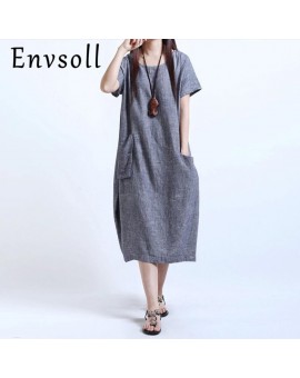 Envsoll 2017 Summer Casual Big Yards Linen Pocket Short Sleeve Dresses Pregnant Dress Maternity Clothes For Pregnant Women SDS03