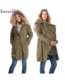 Maternity Coats Jacket Kangaroo Winter Maternity Hoody Long Sleeve Dress Outerwear Coat For Pregnant Women With Baby Carrier