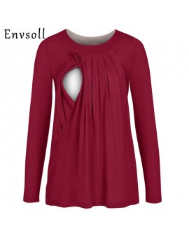 Envsoll Long Sleeve Breastfeeding Clothes Maternity Blouses Cotton Top Winter Nursing Tops For Pregnant Women Maternity T-shirt