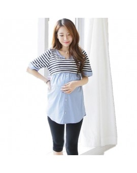 Summer Maternity Blouses Shirt Striped Nursing Top Blouse Shirts Breastfeeding Pragnancy Clothes For Pregnant Women Feeding TP09