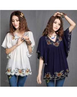  Floral Embroidered Maternity Blouse Vintage Summer Plus Size Clothing Blouses Shirt For Pregnant Women Casual Gravida Shirts