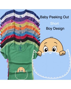 New Design Funny and Cute "baby peeking out" short sleeve Casual Maternity Shirt clothes for pregnant women plus size XXL TP06