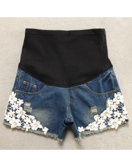 Summer Lace Shorts  Pants Maternity Jeans Pants  For Pregnant Women Clothing Pregnancy Clothes Belly Jeans 2017 New Plus Size