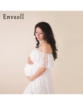 Lace Maternity Dresses White Red Long  Dress For Photo Shoot Grown Maxi Pregnant Clothing Maternity Photography Props 