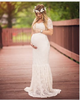 Maternity Dress Lace White Pregnancy Clothes Maxi Dresses Maternity Photography Props Dresses Sweet Heart Maternity Gown Clothes
