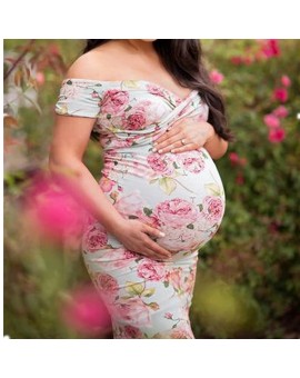 Maternity Photography Props Dresses Floral Print Pregnancy Clothes Maxi Dress Summer Maternidade Fotografia Robe Vestidos