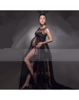 Maternity Photography Props Pregnant Photo Shoot Long Lace Chiffon Dress For Pregnancy Maternity Clothes For Pregnant Women PO12