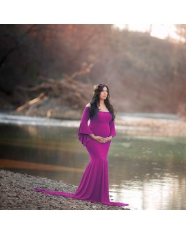 New Style Maternity Photography Props Maxi Maternity Gown Cotton Maternity Dress Maternity Fancy Photo Shooting Pregnant Dress